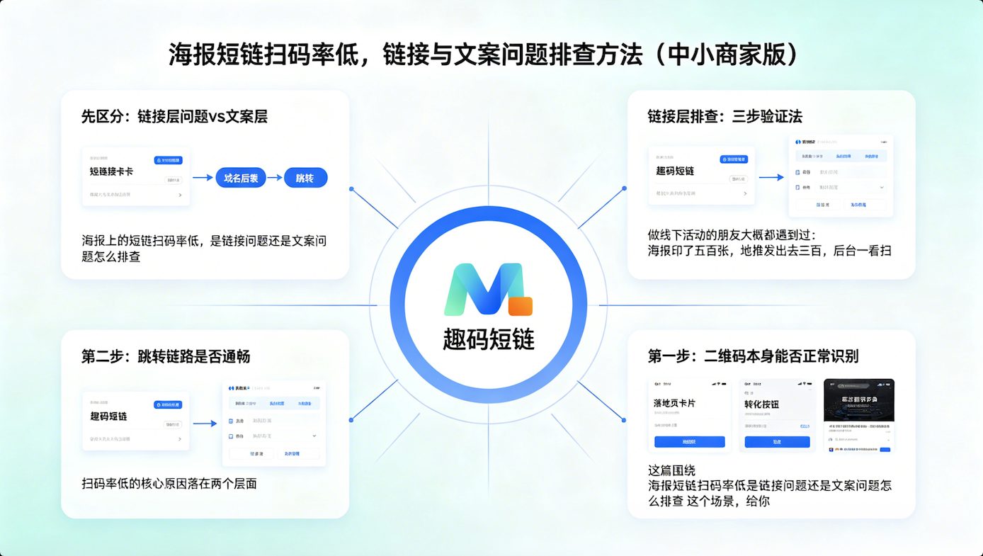 海报短链扫码率低，链接与文案问题排查方法（中小商家版）正文配图