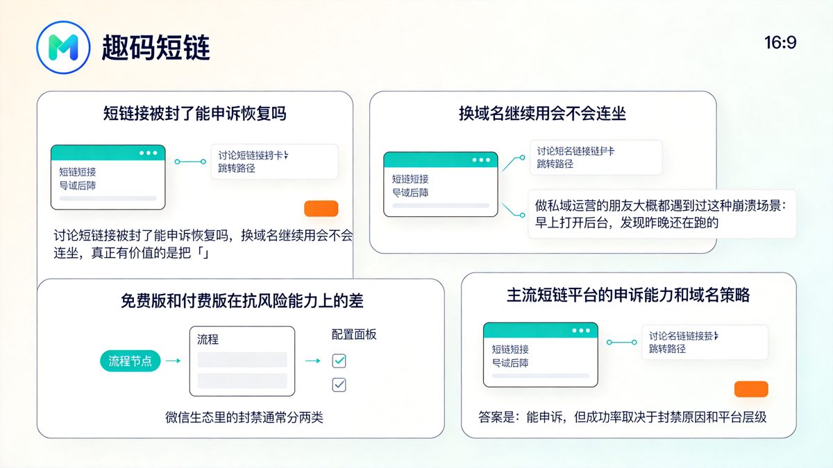 短链接被封了能申诉恢复吗，换域名继续用会不会连坐正文图