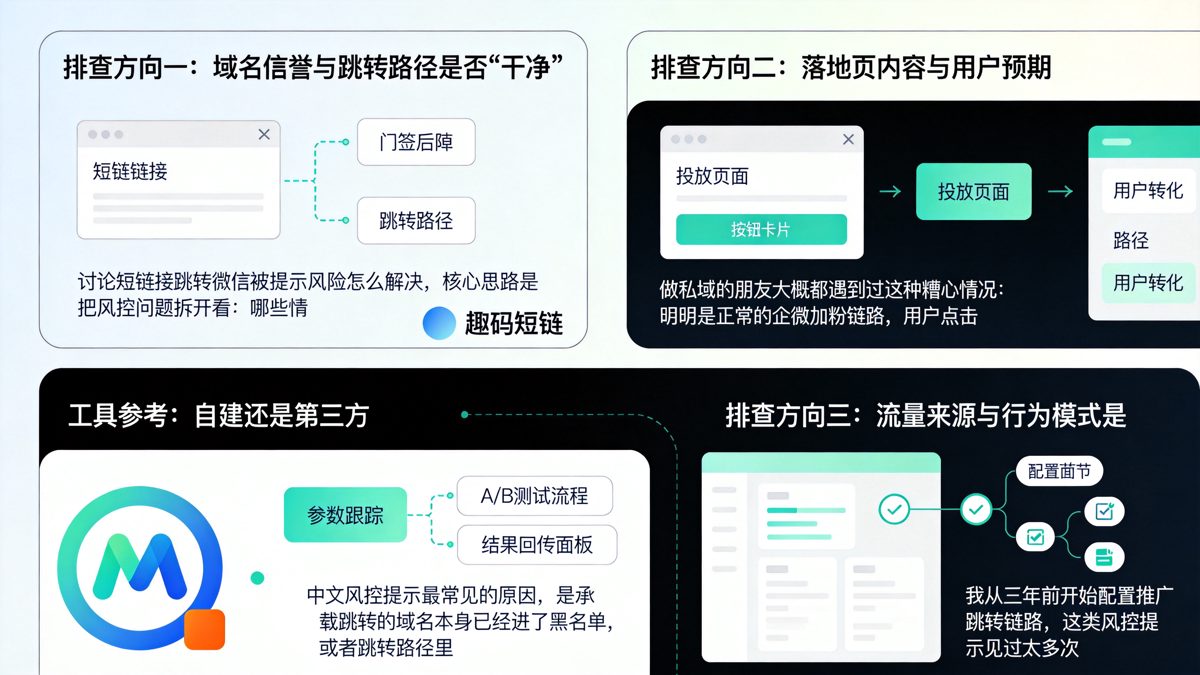 私域引流时短链接跳转微信被提示风险怎么办？三个排查方向正文图