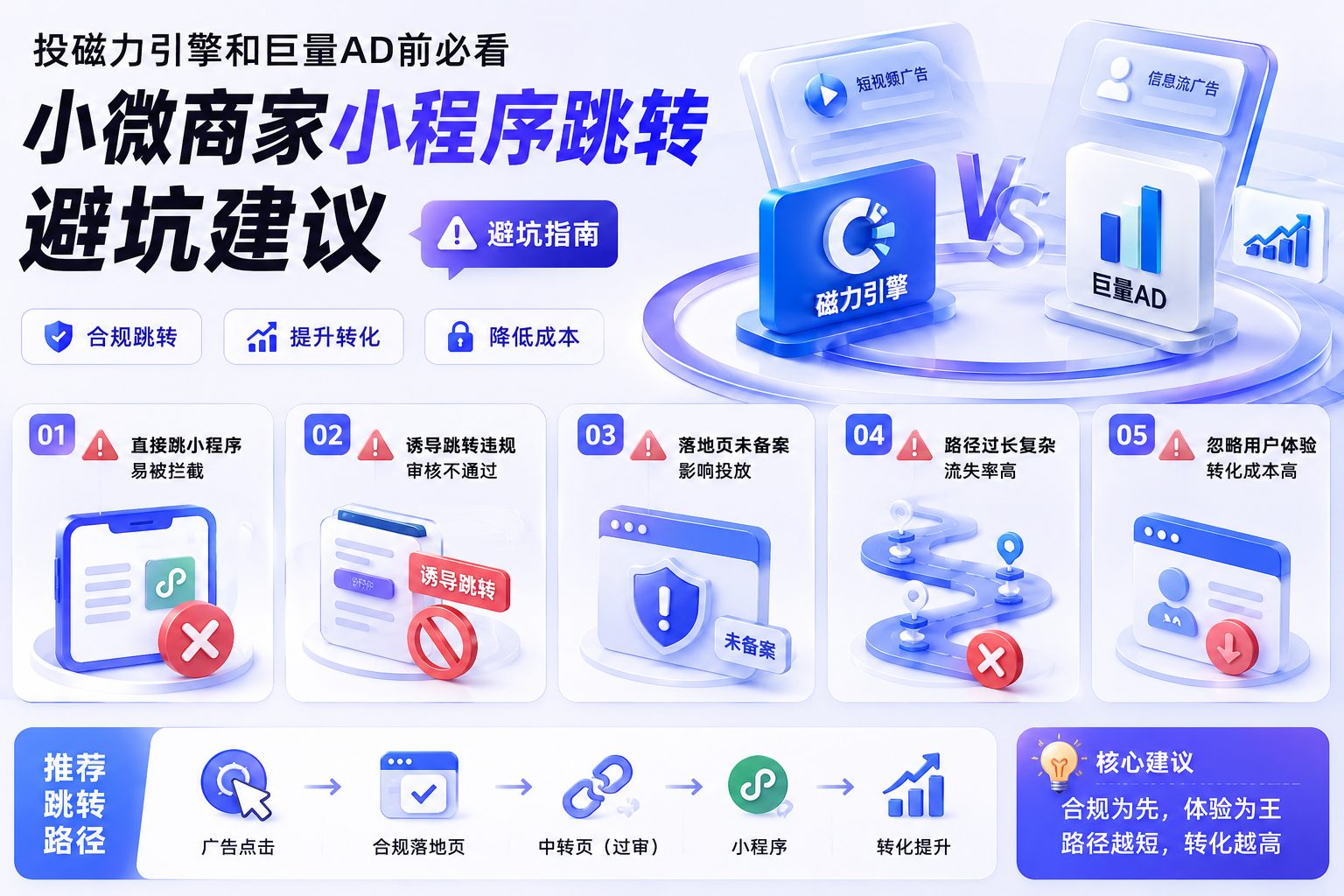 投磁力引擎和巨量AD前必看，小微商家小程序跳转避坑建议正文图